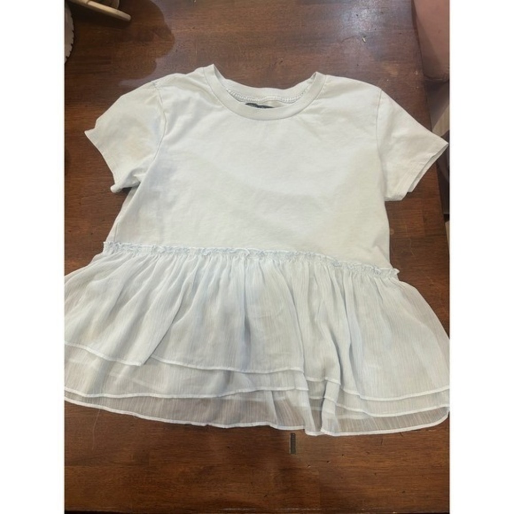 Abercrombie & Fitch Tiered Ruffle Peplum Top Women's Short Sleeve Blouse Cute